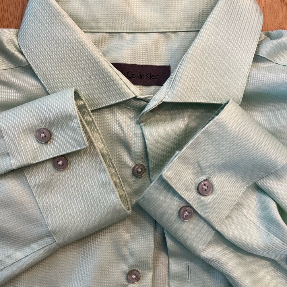 Calvin Klein Men's Mint Green Dress Shirt Slim Fit